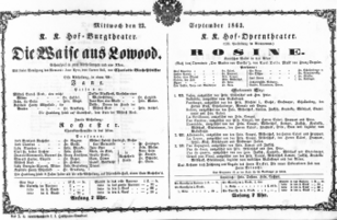 Theaterzettel (Oper und Burgtheater in Wien) 18630923 Seite: 1