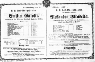 Theaterzettel (Oper und Burgtheater in Wien) 18631015 Seite: 1