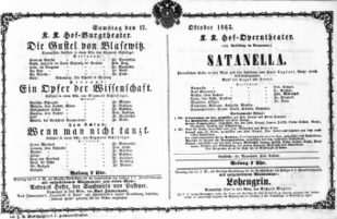 Theaterzettel (Oper und Burgtheater in Wien) 18631017 Seite: 1