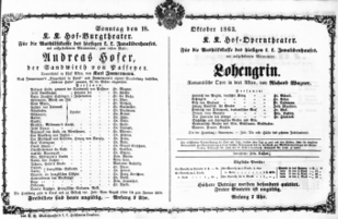 Theaterzettel (Oper und Burgtheater in Wien) 18631018 Seite: 1