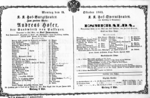 Theaterzettel (Oper und Burgtheater in Wien) 18631019 Seite: 1