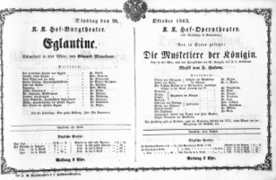 Theaterzettel (Oper und Burgtheater in Wien) 18631020 Seite: 1