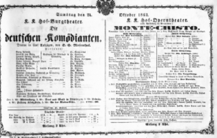 Theaterzettel (Oper und Burgtheater in Wien) 18631024 Seite: 1