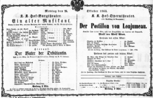 Theaterzettel (Oper und Burgtheater in Wien) 18631026 Seite: 1