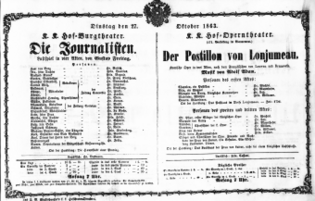 Theaterzettel (Oper und Burgtheater in Wien) 18631027 Seite: 1