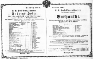 Theaterzettel (Oper und Burgtheater in Wien) 18631028 Seite: 1