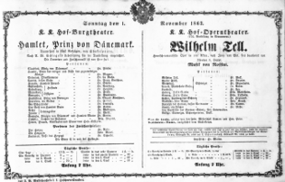 Theaterzettel (Oper und Burgtheater in Wien) 18631101 Seite: 1