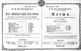 Theaterzettel (Oper und Burgtheater in Wien) 18631102 Seite: 1