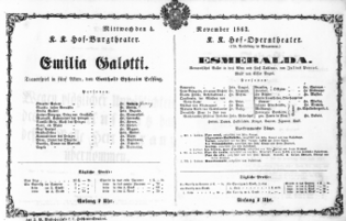 Theaterzettel (Oper und Burgtheater in Wien) 18631104 Seite: 1