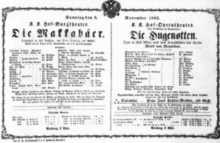 Theaterzettel (Oper und Burgtheater in Wien) 18631108 Seite: 1