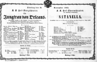 Theaterzettel (Oper und Burgtheater in Wien) 18631110 Seite: 1