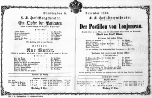 Theaterzettel (Oper und Burgtheater in Wien) 18631114 Seite: 1