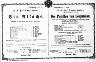 Theaterzettel (Oper und Burgtheater in Wien) 18631117 Seite: 1