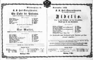Theaterzettel (Oper und Burgtheater in Wien) 18631118 Seite: 1