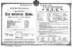 Theaterzettel (Oper und Burgtheater in Wien) 18631121 Seite: 1