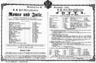 Theaterzettel (Oper und Burgtheater in Wien) 18631122 Seite: 1