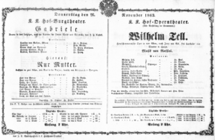 Theaterzettel (Oper und Burgtheater in Wien) 18631126 Seite: 1