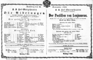 Theaterzettel (Oper und Burgtheater in Wien) 18631128 Seite: 1