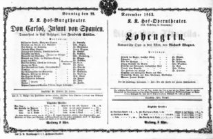 Theaterzettel (Oper und Burgtheater in Wien) 18631129 Seite: 1