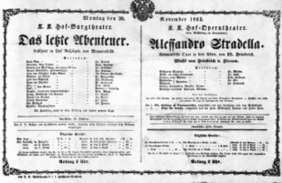 Theaterzettel (Oper und Burgtheater in Wien) 18631130 Seite: 1