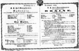 Theaterzettel (Oper und Burgtheater in Wien) 18631201 Seite: 1