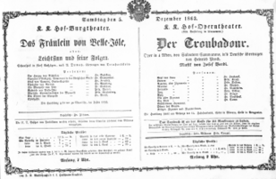 Theaterzettel (Oper und Burgtheater in Wien) 18631205 Seite: 1