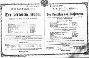 Theaterzettel (Oper und Burgtheater in Wien) 18631207 Seite: 1