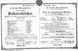 Theaterzettel (Oper und Burgtheater in Wien) 18631209 Seite: 1