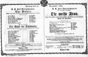 Theaterzettel (Oper und Burgtheater in Wien) 18631211 Seite: 1