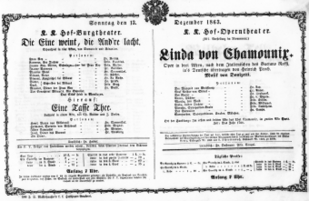 Theaterzettel (Oper und Burgtheater in Wien) 18631213 Seite: 1