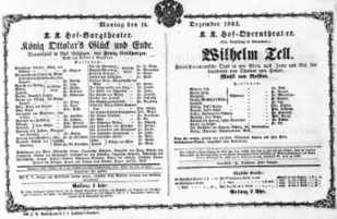 Theaterzettel (Oper und Burgtheater in Wien) 18631214 Seite: 1
