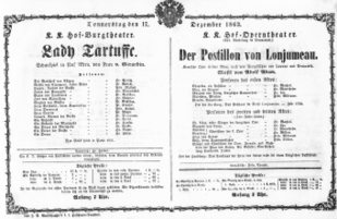 Theaterzettel (Oper und Burgtheater in Wien) 18631217 Seite: 1