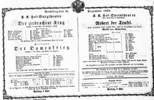 Theaterzettel (Oper und Burgtheater in Wien) 18631219 Seite: 1