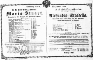 Theaterzettel (Oper und Burgtheater in Wien) 18631220 Seite: 1