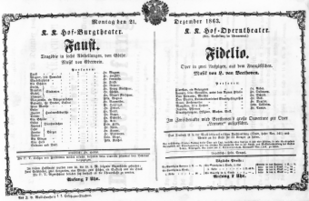 Theaterzettel (Oper und Burgtheater in Wien) 18631221 Seite: 1