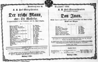 Theaterzettel (Oper und Burgtheater in Wien) 18631226 Seite: 1