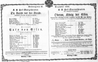 Theaterzettel (Oper und Burgtheater in Wien) 18631227 Seite: 1