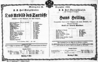 Theaterzettel (Oper und Burgtheater in Wien) 18631228 Seite: 1