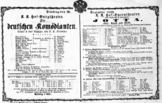 Theaterzettel (Oper und Burgtheater in Wien) 18631229 Seite: 1