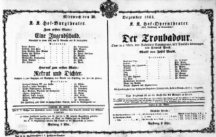 Theaterzettel (Oper und Burgtheater in Wien) 18631230 Seite: 1