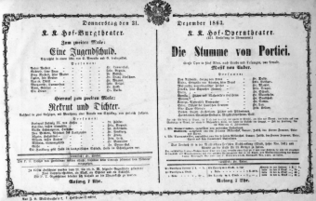 Theaterzettel (Oper und Burgtheater in Wien) 18631231 Seite: 1