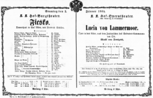 Theaterzettel (Oper und Burgtheater in Wien) 18640103 Seite: 1