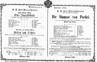 Theaterzettel (Oper und Burgtheater in Wien) 18640104 Seite: 1