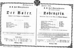 Theaterzettel (Oper und Burgtheater in Wien) 18640108 Seite: 1