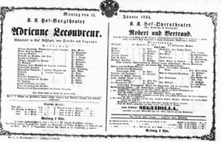 Theaterzettel (Oper und Burgtheater in Wien) 18640111 Seite: 1