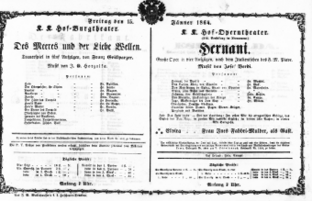 Theaterzettel (Oper und Burgtheater in Wien) 18640115 Seite: 1