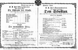 Theaterzettel (Oper und Burgtheater in Wien) 18640117 Seite: 1