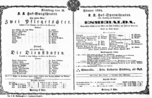 Theaterzettel (Oper und Burgtheater in Wien) 18640119 Seite: 1