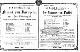 Theaterzettel (Oper und Burgtheater in Wien) 18640121 Seite: 1