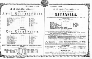 Theaterzettel (Oper und Burgtheater in Wien) 18640122 Seite: 1